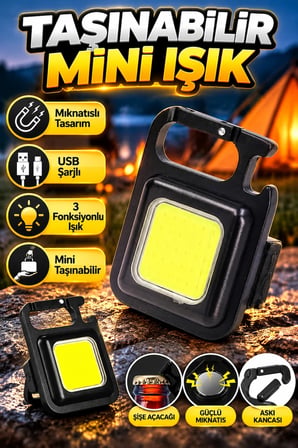 Mıknatıslı Parlak COB Led Işık 3 Fonksiyonlu Şarj Edilebilir Mini Taşınabilir Fener