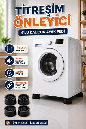 Çamaşır Makinesi İçin 4’lü Titreşim Önleyici Kauçuk Ayak Pedi Seti
