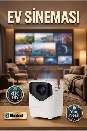 Android Mini Projektör 1080P Full HD Bluetooth Kablosuz Ev Sinema Cihazı | 32 GB Hafıza