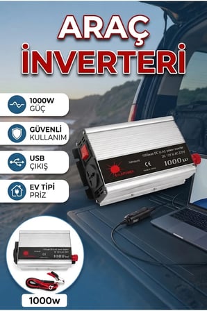 1000W Araç İnverteri – Aküden Ev Tipi Elektrik Güç Dönüştürücü