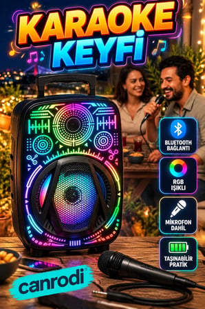 8 İnç RGB Işıklı Bluetooth Speaker Mikrofonlu Karaoke Ses Sistemi – Taşınabilir
