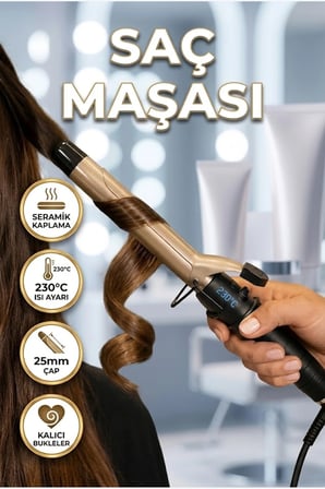 25 mm Seramik Saç Maşası – 230°C Isı Ayarlı