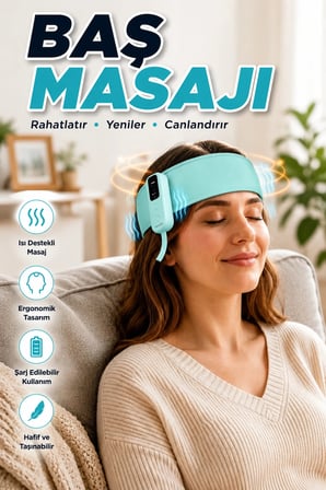 Isı Destekli Yumuşak Baş Masaj Bandı Ergonomik Rahatlatıcı Masaj Aleti