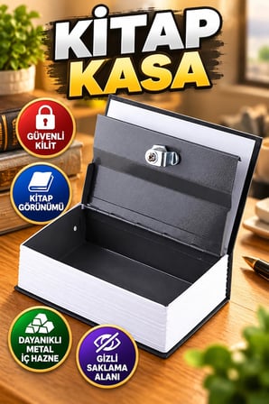 İngilizce Sözlük Görünümlü Kitap Şeklinde Gizli Kasa – Metal İç Hazneli