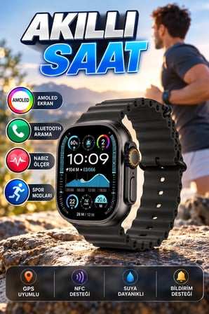 1.54 İnç Dokunmatik Akıllı Saat – Bluetooth, NFC, GPS Uyumlu, Nabız Ölçer ve Sesli Görüşme