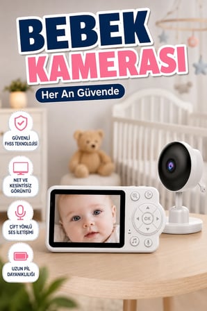 FHSS Güvenli Bebek Monitörü Gece Görüşlü İki Yönlü Ses ve Sıcaklık Sensörlü
