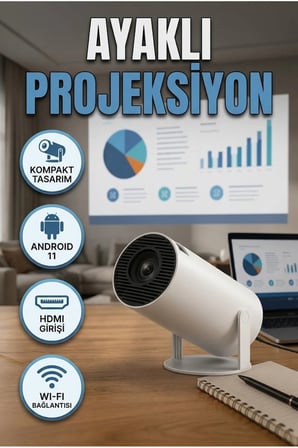HY-300 Taşınabilir Akıllı Projektör Android 11.0 120 ANSI Lümen 720P Ev Sinema Cihazı
