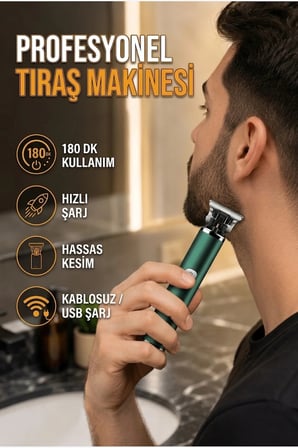 Profesyonel Şarjlı Tıraş Makinesi 180 Dakika Kullanım Süreli Hızlı Şarj Özellikli USB Şarjlı