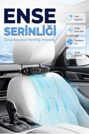 USB-C Şarjlı Araç İçi Boyun Serinletme Fanı Güçlü Hava Akışlı Soğutucu