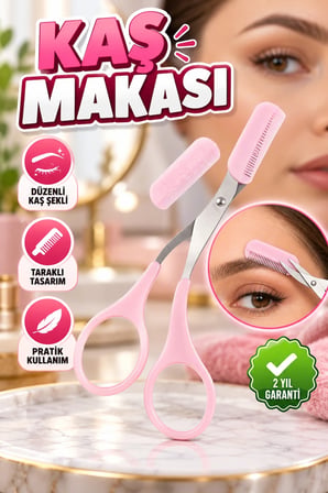 Kaş ve Kirpik Bakım Makası, Tarak ve Fırça Başlıklı Kavisli Kaş Şekillendirme Makası