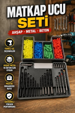 24 Parça Matkap Ucu Seti Organizer Kutulu Ahşap Metal Beton Delme Seti