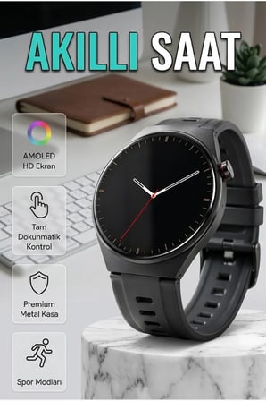 Yuvarlak Ekran Akıllı Saat Nabız ve SpO₂ Takipli Spor Modlu Değiştirilebilir Kordonlu