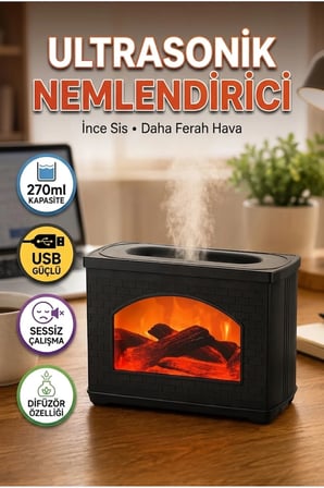 USB Ultrasonik Hava Nemlendirici 270 ml Sessiz Çalışan Aromaterapi Difüzör