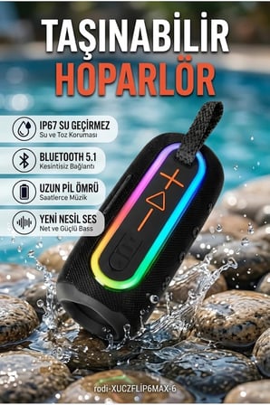 Taşınabilir Bluetooth Hoparlör Kırmızı IP67 Su Geçirmez | Bluetooth 5.1