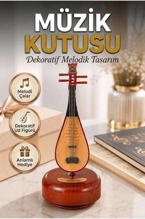 Ud Figürlü Melodi Çalan Dekoratif Müzik Kutusu – Kültürel Tasarımlı Sanatsal Obje