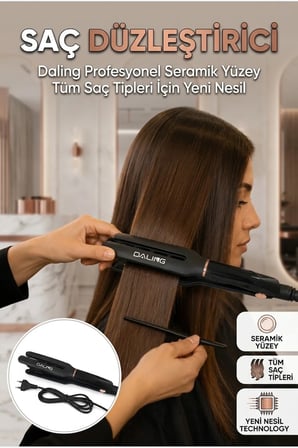 Daling Seramik Plakalı Profesyonel Saç Düzleştirici 230°C Hızlı Isınma Ergonomik Tasarım