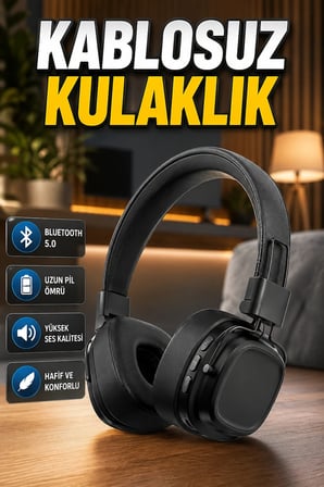 Katlanabilir Kablosuz Bluetooth Kulak Üstü Kulaklık Ergonomik Konforlu Tasarım