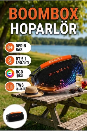 Bluetooth 5.1 Kablosuz Hoparlör 20W Stereo Ses RGB LED Işıklı Derin Bas Destekli