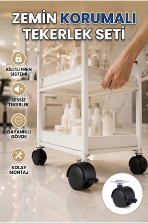 6 cm Kilitli Zemin Korumalı Tekerlekli Ayak Seti – Sehpa ve Restoran Arabası İçin