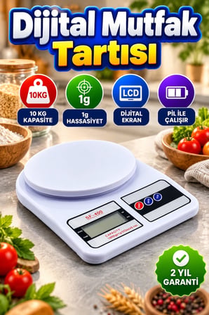 LCD Ekranlı Dijital Mutfak Terazisi – 10 kg Kapasite, 1 g Hassasiyet, Gram ve Ons Ölçümü