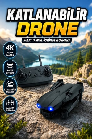 E99 Pro Katlanabilir Drone 4K HD Kameralı Hover Özellikli Uzaktan Kumandalı Drone