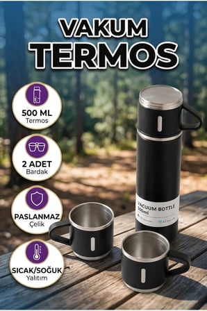 500 ml Vakum Yalıtımlı Paslanmaz Çelik Termos – Sızdırmaz Kapaklı