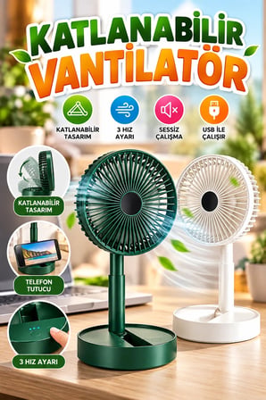 Katlanabilir Mini Fan Telefon Tutucu Vantilatör 3 Hız Ayarlı