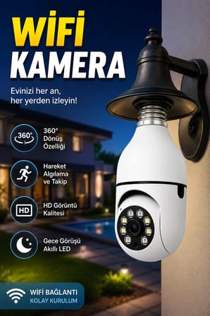 360 Derece Döner PTZ WiFi Akıllı Güvenlik Kamerası