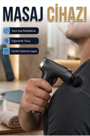 3200R/Dak Mini Masaj Tabancası 6 Hız Kademeli 4 Başlıklı Kas Masaj Cihazı