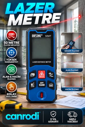 50 m Dijital Lazer Mesafe Ölçer – Alan ve Mesafe Ölçüm Cihazı