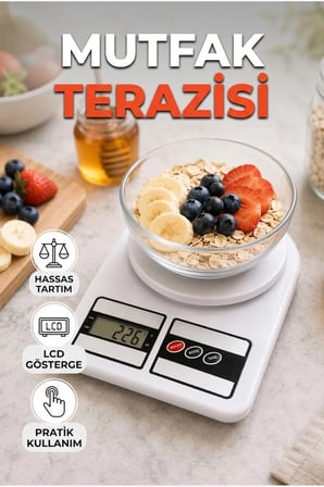 Hassas Ölçümlü LCD Ekranlı Dijital Mutfak Terazisi – Otomatik Kapanma