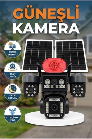 SNR22 4 Kameralı Çift Solar Panelli WiFi Güvenlik Kamerası PTZ IP66