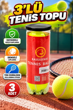 3’lü Tenis Topu Seti – Dayanıklı Keçe Kaplama ve Dengeli Zıplama