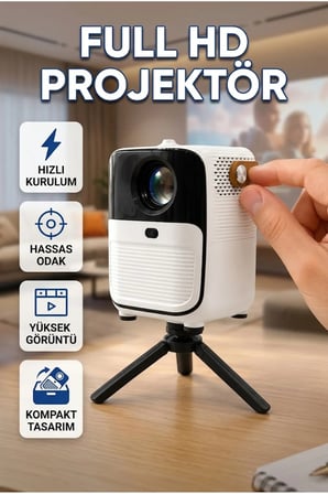 Taşınabilir Full HD 1080P Projektör – Ultra HD Görüntü Kalitesi ve Kompakt Tasarım