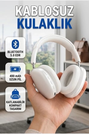 Bluetooth 5.0 EDR Kablosuz Kulaklık 400 mAh Bataryalı Katlanabilir Tasarım