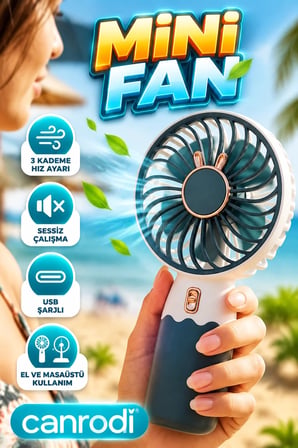 USB Şarjlı Sessiz Mini Fan – Taşınabilir El ve Masaüstü Kullanım