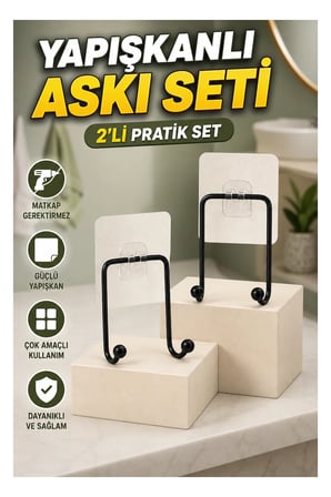 2’li Yapışkanlı Duvar Askısı Çok Amaçlı Pratik Askılık