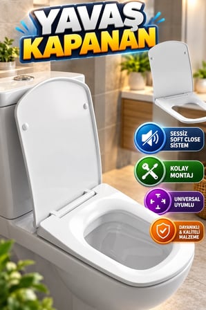 Yavaş Kapanan Universal Klozet Kapağı – Sessiz Soft Close Sistem ve Kolay Montaj