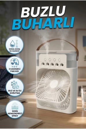 500 ML Su Hazneli Spreyli Masaüstü Fan – 3 Kademeli, 5 Sprey Çıkışlı