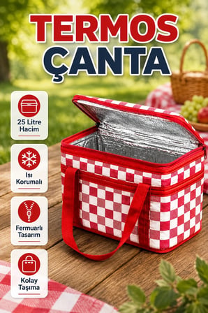 25 Litre Termos Çanta – Isı Korumalı Fermuarlı Geniş Hacimli Taşıma Çantası