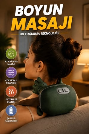 3D Yoğurma Teknolojili Akıllı Boyun Masaj Cihazı Çok Modlu Taşınabilir Kas Gevşetici