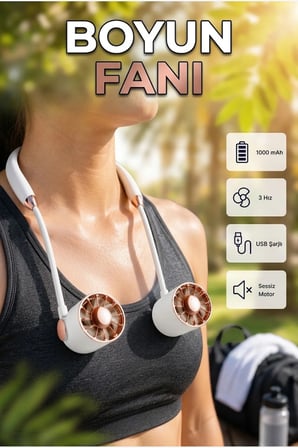Taşınabilir Sessiz Boyun Fanı 3 Kademeli Hız Ayarlı Yazlık Mini Fan