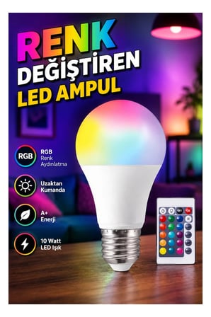 10 Watt RGB LED Ampul – Renk Değiştiren Enerji Dostu