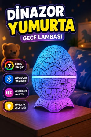 Dinozor Yumurta Gece Lambası Dekoratif LED Tasarımlı Çocuk Odası Aydınlatma