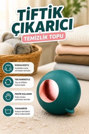 Kumaş Dostu Tiftik Temizleme Topu – Kıyafet, Halı ve Mobilya Tüy Toplayıcı