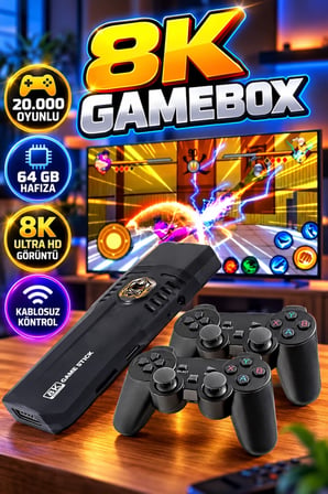 8K Premium Gamebox TV Box 64 GB 20.000 Oyunlu Kablosuz Kontrollü