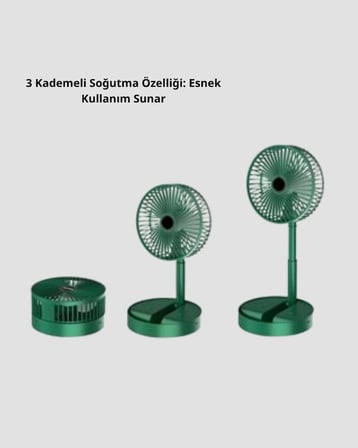 Katlanabilir Şarjlı Mini Fan – USB Şarjlı, 3 Hız Kademeli Taşınabilir Model
