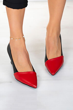 Laura Siyah Kırmızı Topuklu Ayakkabı