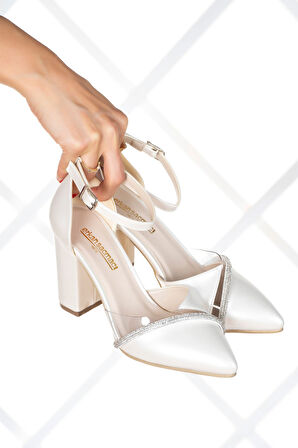 Samira Sedef Vegan Taşlı Şeffaf Tasarımlı Ayakkabı