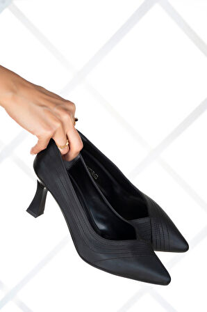 Amelia Siyah Saten Abiye Topuklu Ayakkabı